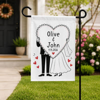 Personalized Wedding Garden Flag, 12x18 Double Sided Yard Flag, Personalized Welcome Sign, Custom Bride Groom Outdoor Decor, Wedding Gift