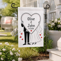 Personalized Wedding Garden Flag, 12x18 Double Sided Yard Flag, Personalized Welcome Sign, Custom Bride Groom Outdoor Decor, Wedding Gift