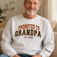 Personalized Promoted to Grandma & Grandpa Sweatshirt, Custom Grandparent Tee, Newest Grandkid, Baby Reveal, New Grandma Gift, Front Sleeve