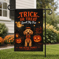 Personalized Doodle Dog Halloween Garden Flag, 12x18 Double Sided Yard Flag, Spooky Porch Decor, Witch Puppy Yard Decor, Pet Lover Gift
