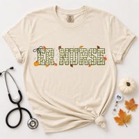 Custom Fall Nurse Crewneck, Personalized Plaid RN Sweatshirt, Bow Pumpkin Nursing Shirt, ER ICU Night Shift Top, Nurse Appreciation Gift