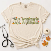 Custom Fall Nurse Crewneck, Personalized Plaid RN Sweatshirt, Bow Pumpkin Nursing Shirt, ER ICU Night Shift Top, Nurse Appreciation Gift