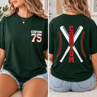 Custom Baseball Player Shirt, Personalized Name Number Tee, Front and Back Baseball T-Shirt, Team Spirit Game Day Top, Gift for Athlete