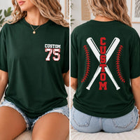 Custom Baseball Player Shirt, Personalized Name Number Tee, Front and Back Baseball T-Shirt, Team Spirit Game Day Top, Gift for Athlete