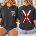 Custom Baseball Player Shirt, Personalized Name Number Tee, Front and Back Baseball T-Shirt, Team Spirit Game Day Top, Gift for Athlete