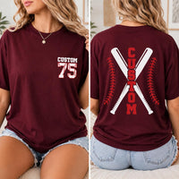 Custom Baseball Player Shirt, Personalized Name Number Tee, Front and Back Baseball T-Shirt, Team Spirit Game Day Top, Gift for Athlete