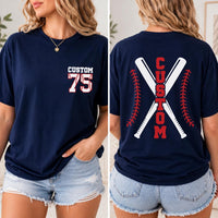 Custom Baseball Player Shirt, Personalized Name Number Tee, Front and Back Baseball T-Shirt, Team Spirit Game Day Top, Gift for Athlete