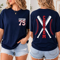 Custom Baseball Player Shirt, Personalized Name Number Tee, Front and Back Baseball T-Shirt, Team Spirit Game Day Top, Gift for Athlete