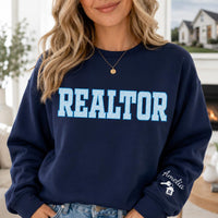 Personalized Realtor Sweatshirt, Custom Real Estate Agent Crewneck, Checkered Varsity Shirt, Closing Day Outfit, Realtor Gift for Her