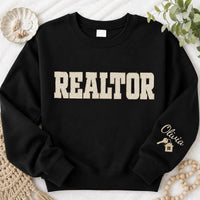 Personalized Realtor Sweatshirt, Custom Real Estate Agent Crewneck, Checkered Varsity Shirt, Closing Day Outfit, Realtor Gift for Her