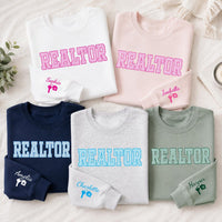 Personalized Realtor Sweatshirt, Custom Real Estate Agent Crewneck, Checkered Varsity Shirt, Closing Day Outfit, Realtor Gift for Her
