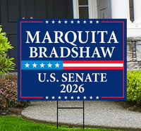 Marquita Bradshaw For Tennessee Senate 2026 Yard Sign, Corrugated Senate Elections, Race Red White & Blue Yard Sign with Metal H-Stake