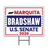 Marquita Bradshaw For Tennessee Senate 2026 Yard Sign, Corrugated Senate Elections, Race Red White & Blue Yard Sign with Metal H-Stake