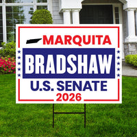 Marquita Bradshaw For Tennessee Senate 2026 Yard Sign, Corrugated Senate Elections, Race Red White & Blue Yard Sign with Metal H-Stake