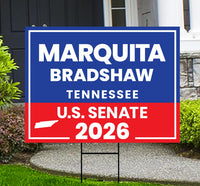 Marquita Bradshaw For Tennessee Senate 2026 Yard Sign, Corrugated Senate Elections, Race Red White & Blue Yard Sign with Metal H-Stake