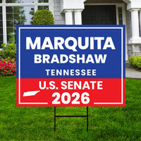 Marquita Bradshaw For Tennessee Senate 2026 Yard Sign, Corrugated Senate Elections, Race Red White & Blue Yard Sign with Metal H-Stake