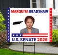 Marquita Bradshaw For Tennessee Senate 2026 Yard Sign, Corrugated Senate Elections, Race Red White & Blue Yard Sign with Metal H-Stake