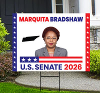 Marquita Bradshaw For Tennessee Senate 2026 Yard Sign, Corrugated Senate Elections, Race Red White & Blue Yard Sign with Metal H-Stake