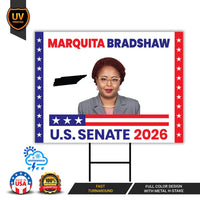 Marquita Bradshaw For Tennessee Senate 2026 Yard Sign, Corrugated Senate Elections, Race Red White & Blue Yard Sign with Metal H-Stake