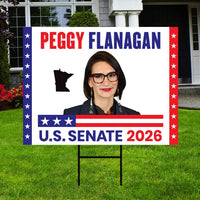 Peggy Flanagan For Minnesota Senate 2026 Yard Sign, Corrugated Plastic Senate Elections Race Red White Blue Yard Sign with Metal H-Stake