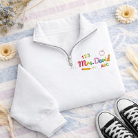 Personalized Teacher Embroidered Quarter Zip Sweatshirt, Custom Teacher Name Pullover, School Apparel, Appreciation Gift, Educator Gift