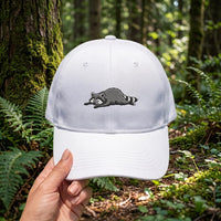 Sleeping Raccoon Embroidered Hat, Cute Woodland Wildlife Baseball Cap, Animal Lover Cap, Funny Raccoon Gift for Women, Pet Lover Gift