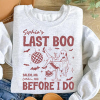 Personalized Spooky Bride Tee, Custom Last Boo Before I Do Shirt, Bachelorette Outfit, Halloween Booze Cruise Shirt, Bachelorette Gift