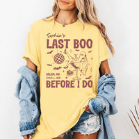 Personalized Spooky Bride Tee, Custom Last Boo Before I Do Shirt, Bachelorette Outfit, Halloween Booze Cruise Shirt, Bachelorette Gift