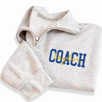 Personalized Cheer Coach Embroidered Quarter Zip Sweatshirt, Custom Name Pullover, Team Spirit Apparel, Sideline Layer, Custom Team Gift