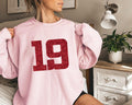 Custom Glitter Football Number Sweatshirt, Personalized Game Day Sports Tee, Varsity Number Shirt, Mascot Spirit Top, Custom Team Gift