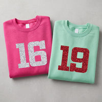 Custom Glitter Football Number Sweatshirt, Personalized Game Day Sports Tee, Varsity Number Shirt, Mascot Spirit Top, Custom Team Gift