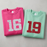 Custom Glitter Football Number Shirt, Personalized Game Day Sports Tee, Varsity Number Sweatshirt, Mascot Spirit Top, Custom Team Gift