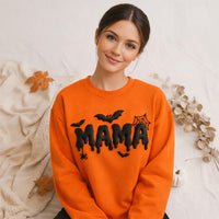 Personalized Spooky Mama Puff Print Shirt, Halloween Mama Sweatshirt, Raised 3D Fall Tee, Custom Puff Sweatshirt, Mom Statement Shirt