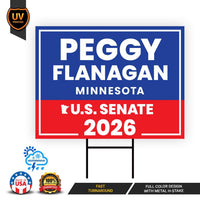 Peggy Flanagan For Minnesota Senate 2026 Yard Sign, Corrugated Plastic Senate Elections Race Red White Blue Yard Sign with Metal H-Stake