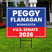 Peggy Flanagan For Minnesota Senate 2026 Yard Sign, Corrugated Plastic Senate Elections Race Red White Blue Yard Sign with Metal H-Stake