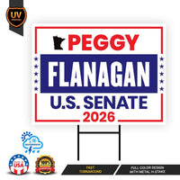 Peggy Flanagan For Minnesota Senate 2026 Yard Sign, Corrugated Plastic Senate Elections Race Red White Blue Yard Sign with Metal H-Stake