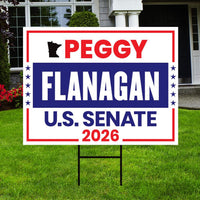 Peggy Flanagan For Minnesota Senate 2026 Yard Sign, Corrugated Plastic Senate Elections Race Red White Blue Yard Sign with Metal H-Stake