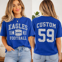 Personalized Glitter Football Mom Shirt, Custom Team Name Tee, Jersey Number Game Day Top, Front Back Football Shirt, Sports Mom Gift