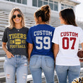 Personalized Glitter Football Mom Shirt, Custom Team Name Tee, Jersey Number Game Day Top, Front Back Football Shirt, Sports Mom Gift