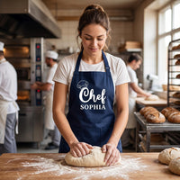 Personalized Logo Chef Apron, Custom Name Cooking Apron with Pockets, Professional Chef Apron, Restaurant Staff Uniform, Culinary Gift