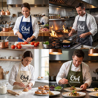 Personalized Chef Apron, Custom Name Cooking Apron, Professional Chef Apron with Pockets, Full-Length Kitchen Apron, Culinary Gift