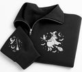 Halloween Witches Embroidered Quarter Zip Sweatshirt, Gothic Fall Witch Pullover Sweater, Halloween Party Layer, Spooky Halloween Gift