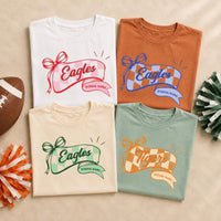 Personalized School Mascot Shirt, Custom Team Name Pennant Tee, Preppy Checkered Game Day Top, School Spirit Outfit, Custom Team Gift