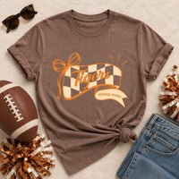 Personalized School Mascot Shirt, Custom Team Name Pennant Tee, Preppy Checkered Game Day Top, School Spirit Outfit, Custom Team Gift