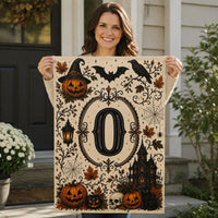 Personalized Halloween Monogram Garden Flag, 12x18 Double Sided Yard Flag, Spooky Porch Decor, Custom Initial Outdoor Sign, Halloween Gift