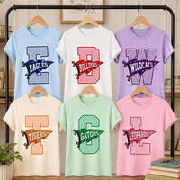 Personalized School Mascot Shirt, Custom Team Name Varsity Tee, Gingham Letter Game Day Top, Back to School Outfit, Gift for Teacher