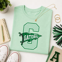 Personalized School Mascot Shirt, Custom Team Name Varsity Tee, Gingham Letter Game Day Top, Back to School Outfit, Gift for Teacher
