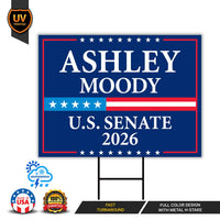 Ashley Moody For Florida Senate 2026 Yard Sign, Corrugated Plastic Senate Elections Race Red White & Blue Yard Sign with Metal H-Stake