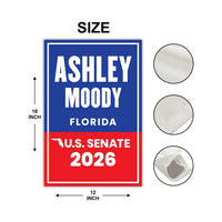Ashley Moody For Florida Senate 2026 Garden Flag, Double Sided, 2026 Senate Flag, Republic, Elections Flag, Race Red White & Blue Flag
