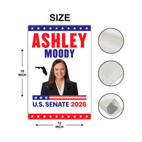 Ashley Moody For Florida Senate 2026 Garden Flag, Double Sided, 2026 Senate Flag, Republic, Elections Flag, Race Red White & Blue Flag